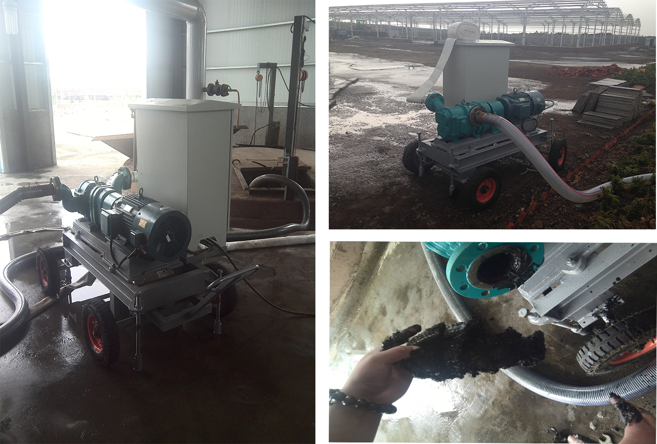 高粘度糞便混合物使用羅德手推式移動泵車輸送 高粘度糞便混合物使用羅德手推式移動泵車輸送